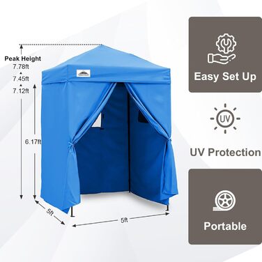 Розкладана переодягальня Eagle Peak Flex Ultra Compact - 1.2 x 1.2 м (5x5 ft), для басейну, фотосесій, кемпінгу, біла/світло-блакитна