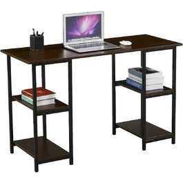 СВІТА Студія Офісний стіл Дуб Вид Білий Металеві ніжки з полицею Стіл Комп'ютерний стіл Робочий стіл Стіл для ПК (темно-коричневий)