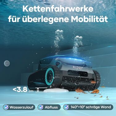 Робот-пилосос для басейну AIPER Scuba S1 Pro: автоматичне очищення дна, стін та водної лінії, розумна навігація, акумулятор до 180 хвилин, для басейнів до 200 м²