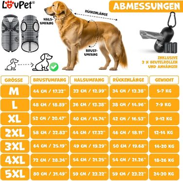 Куртка для собак LOVPET зі шлейкою, в т.ч. сумка для корму, зимовий жилет водонепроникний, світловідбиваючий (5XL, сірий)