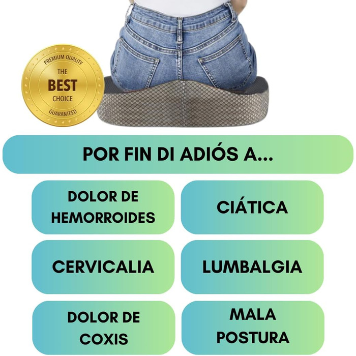 Ортопедична віскоеластична подушка для полегшення болю від геморою, ішіасу та болю куприка, висока щільність, ергономічний дизайн, знімний чохол, ідеальна для офісу, дому та подорожей