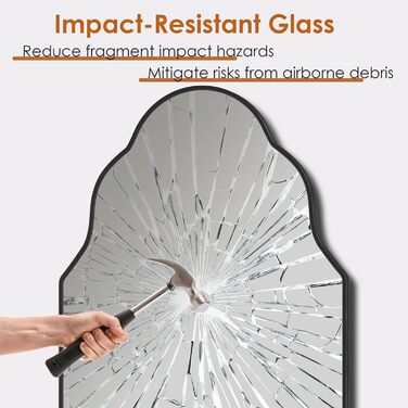 Дзеркало настінне Clevich Asimetrisches 66x116 см з алюмінієвою рамою, скло HD, чорний колір, для ванної кімнати, вітальні, спальні