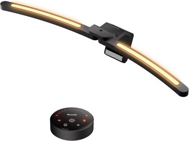 Quntis Лампа для монітора з регулюванням кута та пультом дистанційного керування, 66 см, тепле світло, авто-диммування, без мерехтіння, захист від блакитного світла, настільна лампа