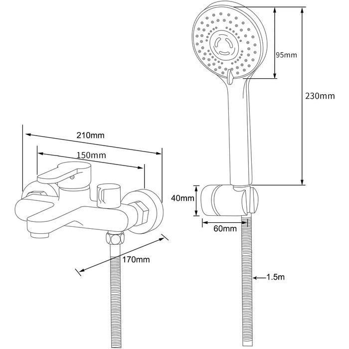 Змішувач для ванни з тропічною дощурою, набір для ванної кімнати (хром) BS111