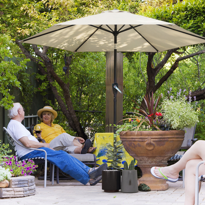 Сонячний парасолька 270 см, шарнірний, для балкона з ручним механізмом, захист від сонця UV 50+, садовий парасолька, кремово-білий