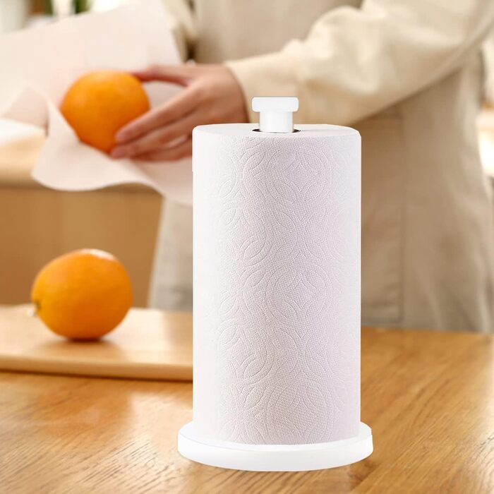 Тримач для паперових рушників на стільницю з мармуровою підставкою для кухні та ванної кімнати, білий