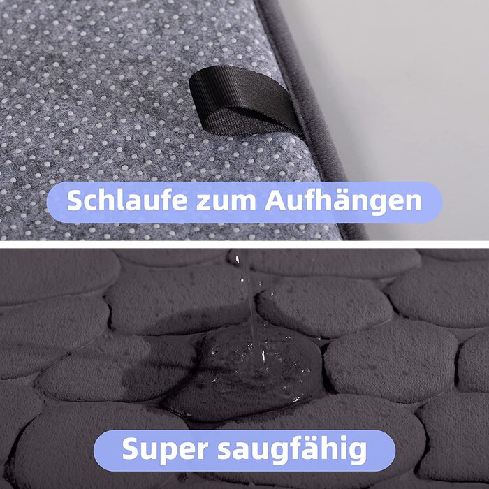 Килимок для ванної кімнати з піною-пам'яттю Chakme, 60x90 см, сірий. Стійкий до ковзання, вбираючий, для ванної та вітальні.