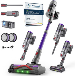 Бездротовий пилосос Circlio Akku 600W з акумулятором, 58000Pa, 75 хв, з насадкою FurTornado™ Mini та станцією для зарядки, гнучкий згин, самостійна підставка, для килима, твердої підлоги, шерсті тварин, щітка NOVAX T80 Flex для видалення кліщів