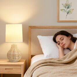 Настільна лампа GyroVu 2 шт. з ротангу, Бохо стиль, цоколь E27, для спальні, вітальні, читання