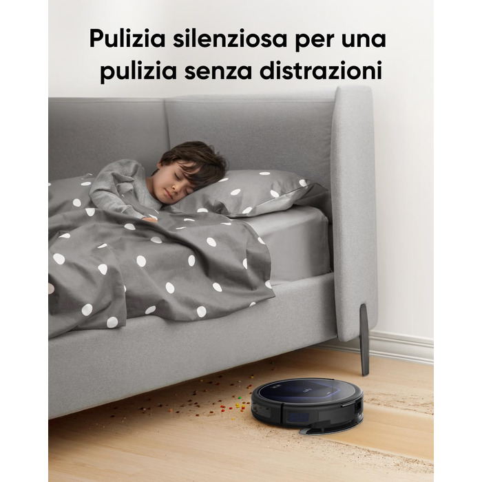 Робот-пилосос eufy G50 з потужністю 4000Pa, динамічною навігацією та ультратонким корпусом 85 мм. Ідеально підходить для прибирання шерсті тварин та твердих підлог. Відновлений.