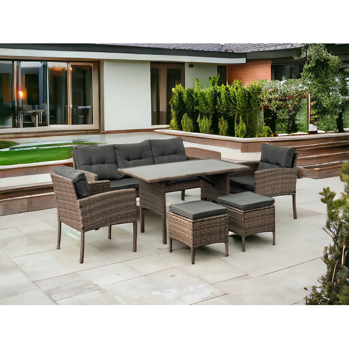 Комплект садових меблів із техноротанга MTG Trade Group, сірий, 7 предметів