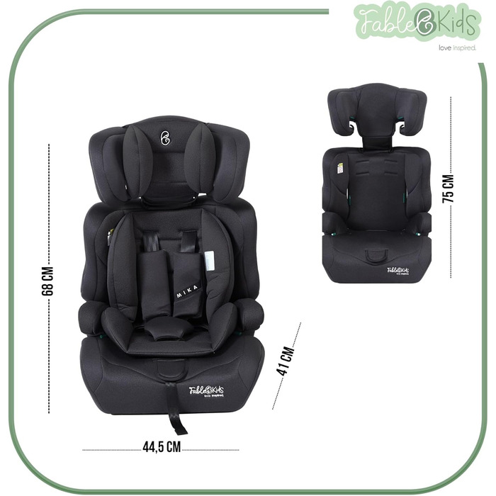 Автокрісло Kinderautositz 9-36 кг, 3-точкова система безпеки, для дітей 15 місяців, чорний колір, регульована підголовник, ECE R129/03