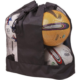 Дуже велика сітчаста сумка для м'ячів, водонепроникна, міцна, сітчаста, сумка для перенесення м'ячів, баскетбольна, волейбольна, футбольна, футбольна, сумка для перенесення, сумка на шнурку для зберігання 10-15 м'ячів, сумка для м'ячів середнього розміру