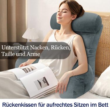 Підлогове крісло-мішок для читання з підлокітником, сіре, 65x30 см