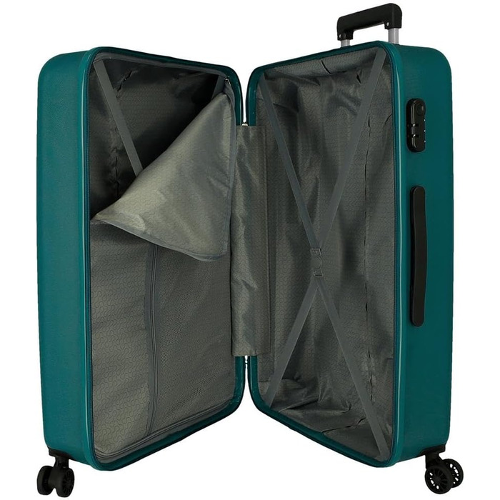 Чемодани Roll Road Flex з ABS-пластику, кодовий замок, 4 колеса, ручна поклажа (набір 2 шт., зелений)