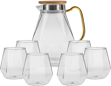 Набір з глечика та склянок для води з 7 предметів, глечика 1,8 літра та 6 склянок по 300 мл Savona Karaca