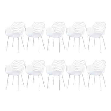 Набір садових стільців для відпочинку на терасі та балконі. Міцні крісла з підлокітниками, витримують до 120 кг, колір білий