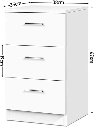 Тумбочка, 3 ящики, навантаження 60 кг, дерево, 38x35x66 см, біла, 4LIFE
