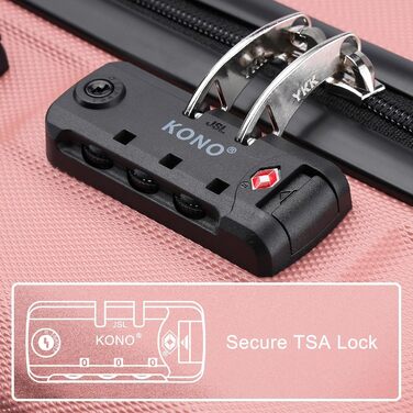 Валіза KONO 24 дюйми з TSA-замком, ABS, 4 колеса, 65×44×25.5 см, набір 3 шт.