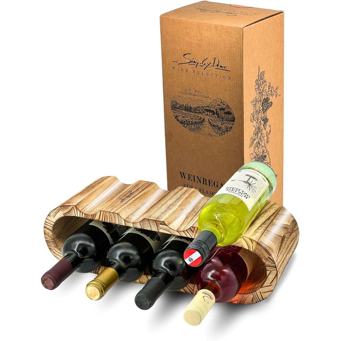 Дерев'яна полиця для вина Rustikales Weinregal - підставка для 8 пляшок, 2 яруси, ручної роботи, олія, для кухні, їдальні, вітальні