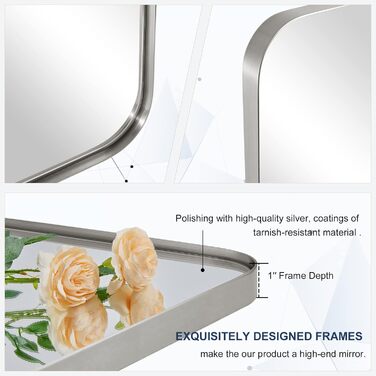 Дзеркало для ванної кімнати MOON MIRROR, прямокутне, з металевим каркасом, 50,8 x 71,1 см, чорне (нікель, 81.3 x 61 см)