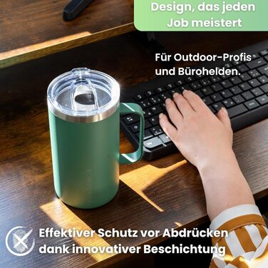 Термокружка 'Neri' 600мл з нержавіючої сталі, з подвійними стінками, вакуумна ізоляція, для кави з собою, BPA Free, миється в посудомийній машині (Турквіс)