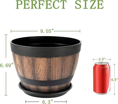 Набір горщиків для квітів Plant Planters: 4 шт., 23 см, пластик, з дренажем, для дому та саду