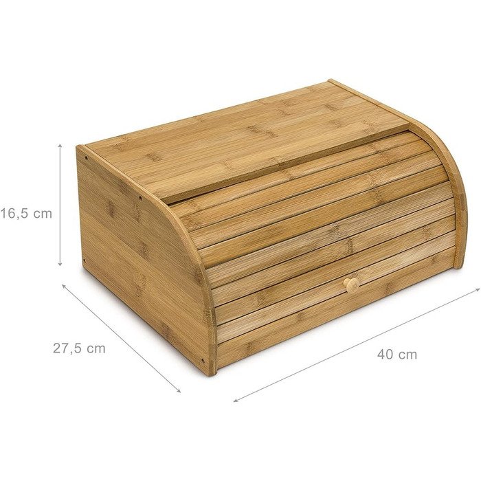 Хлібниця Relaxdays Bamboo HBT 16,5 x 40 x 27,5 см, Хлібниця для хліба з щільним смаком, Хлібниця для зберігання хліба з рулонною ковдрою