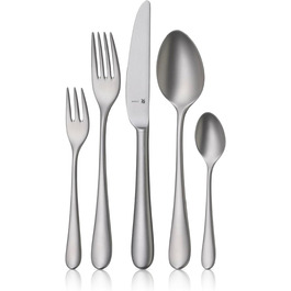 Набір столових приборів WMF Merit, 30 предметів, на 6 осіб, з нержавіючої сталі Cromargan protect®, ергономічний дизайн, піскоструйна обробка, придатний для миття в посудомийній машині, ковані леза, у коробці