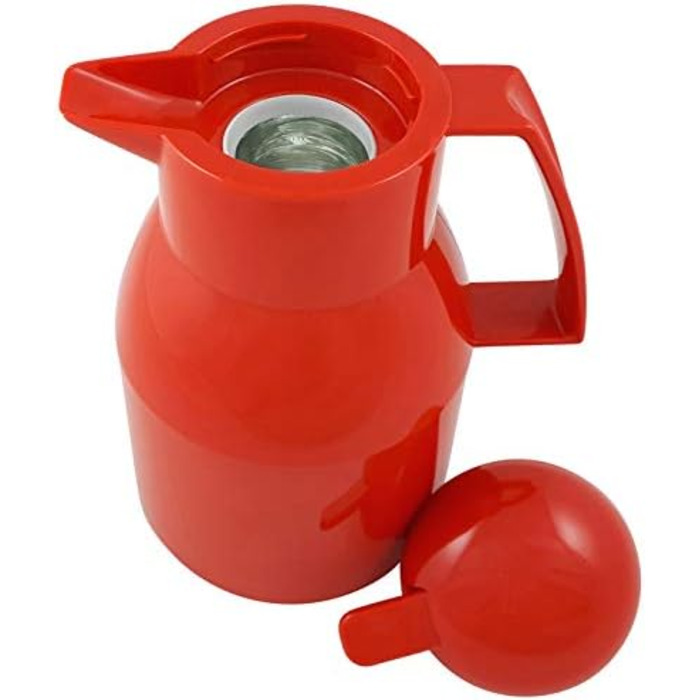 Термос Helios Top Push, 1 літр, червоний, з пластиковою ізоляцією