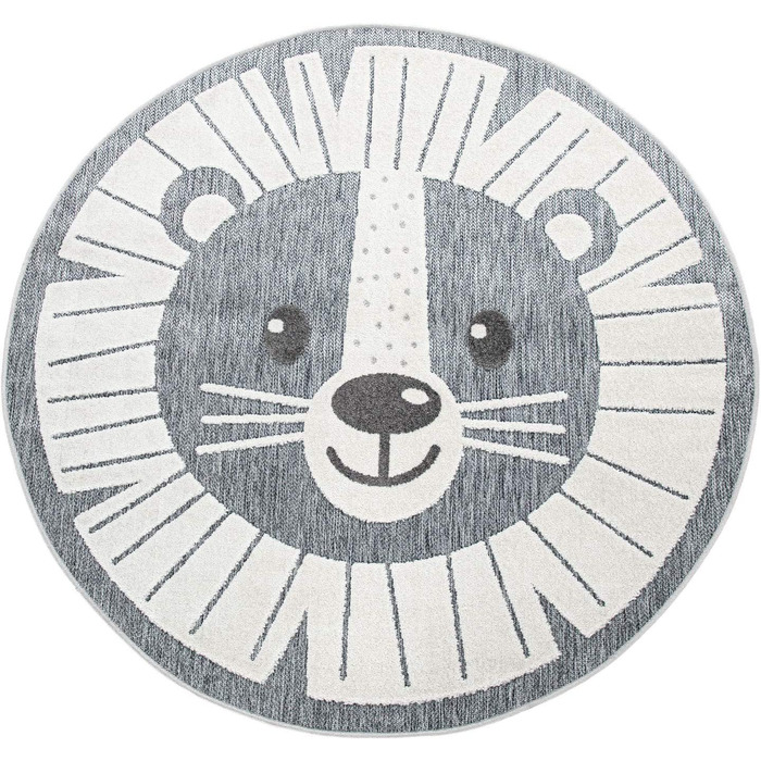 Домашній дитячий килим, круглий ігровий килимок, 3D ефект, розмір колір (діаметр 200 см круглий, сірий)