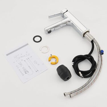 Змішувач для ванної кімнати з висувною лійкою, хром, однорідний, для холодної та гарячої води