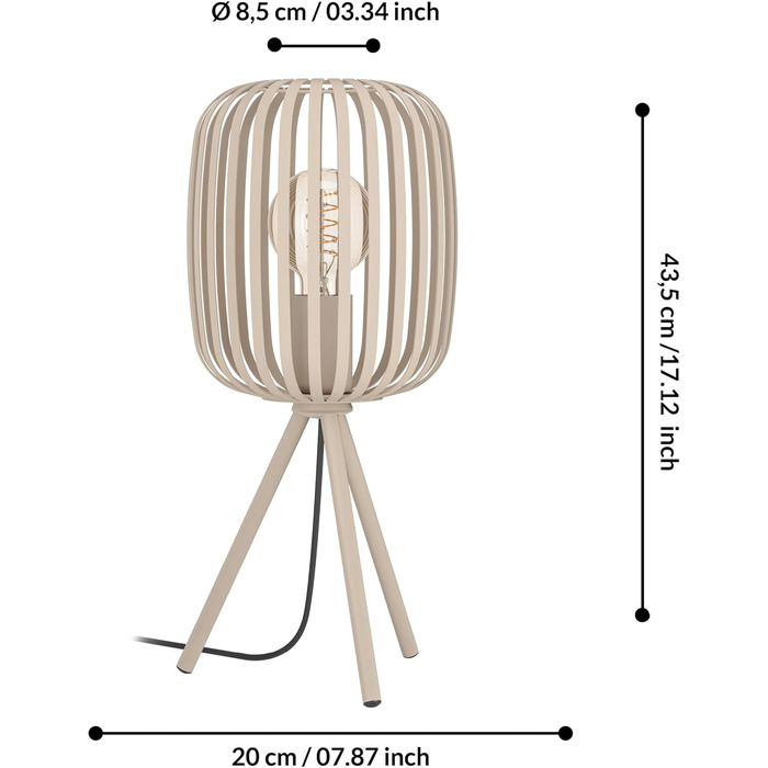 Торшер EGLO Tripod Romazzina, пісочного кольору, штатив, цоколь E27, світильник для вітальні