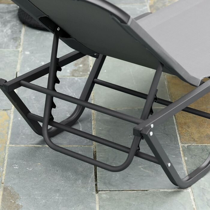 Outsunny Шезлонг Beach Lounger 5-ярусний Alu Garden Lounger Relax Lounger Texteline Grey Black 163x58.5x91см для саду та тераси