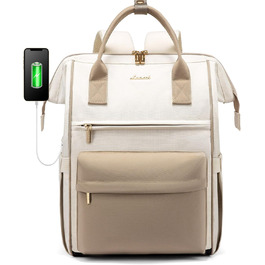 Сумка-рюкзак LOVEVOOK для жінок, 15.6 дюймів, для ноутбука, подорожей, роботи, школи, універу, офісу, водонепроникна, елегантна, бежева