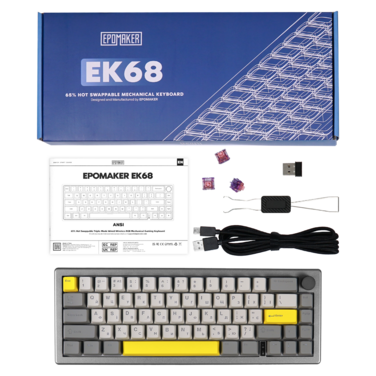 Клавіатура механічна бездротова EPOMAKER EK68 Flamingo Black (EK68-B-F)