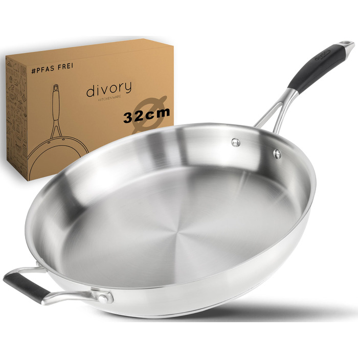 Набір сковорідок нержавіючої сталі Edelstein PURA 20, 24, 28 см + 32 см – для індукції та всіх плит, без PTFE/PFOA, для смаження з ароматом