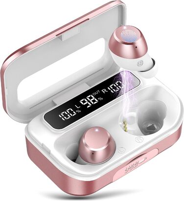 Навушники Lekaby In Ear Bluetooth 5.3, 128H HiFi, мікрофон ENC, IP7, світлодіод, USB-C, сенсорний, золотий