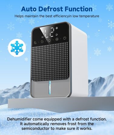 Електричний осушувач повітря 1800 мл з тихою роботою, функцією відтавання та автовимкнення, 7 кольорових підсвіток, портативний осушувач для спальні, ванної кімнати, підвалу, продуктивність 560 мл/24 год