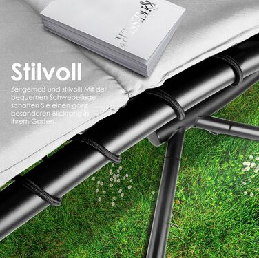 Кесер® Плаваюча лежанка з парасолькою, гамак-лежанка, сонячна лежанка H200, L194, B100 см, лежанка для відпочинку, гамак-шезлонг, до 120 кг, з подушкою для шиї, сумка в комплекті (Сірий)