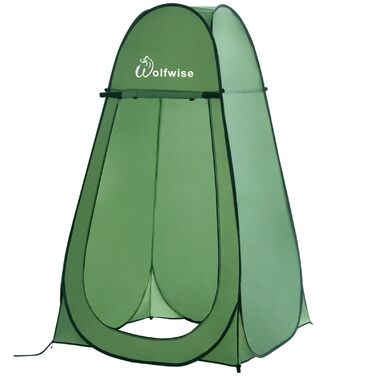 Складана душова та роздягальня палатка WolfWise для кемпінгу та пляжу, водонепроникна з UV-захистом, компактна (190x100 см), зелена