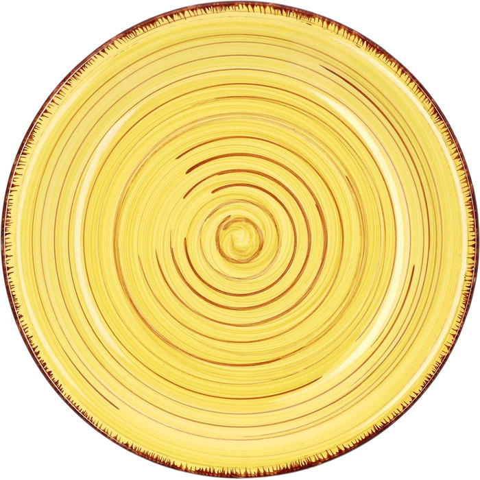 Набір тарілок MamboCat Rimini на 6 персон Кругла тарілка для торта Ø 19 см Маленька десертна тарілка Обідня тарілка з керамограніту преміум-класу Ручний розпис Різнокольорові
