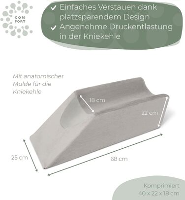 Піднімна подушка для ніг Well B4: підтримка ніг та колін, для лікування вен, сіра