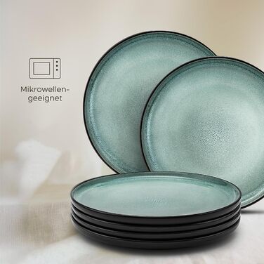 Набір посуду Twinzee Steingut 24 елементи для 6 осіб: тарілки та миски - серія Riviera (Sage, маленькі тарілки (x6))