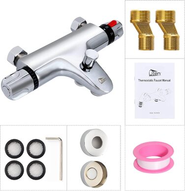 Змішувач для ванни з термостатом Uten, 2 виходи, латунь, захист 38°C