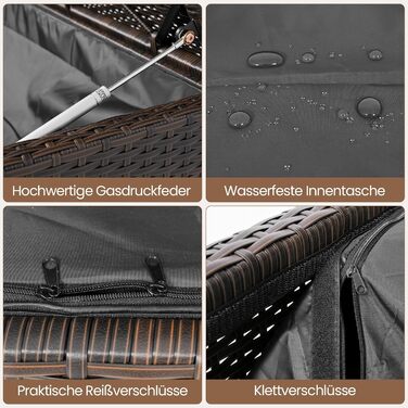 Лавка садова з ротангу COSTWAY з ящиком для зберігання, біла, 2-місна, 120x61x84 см - для балкона, тераси, саду