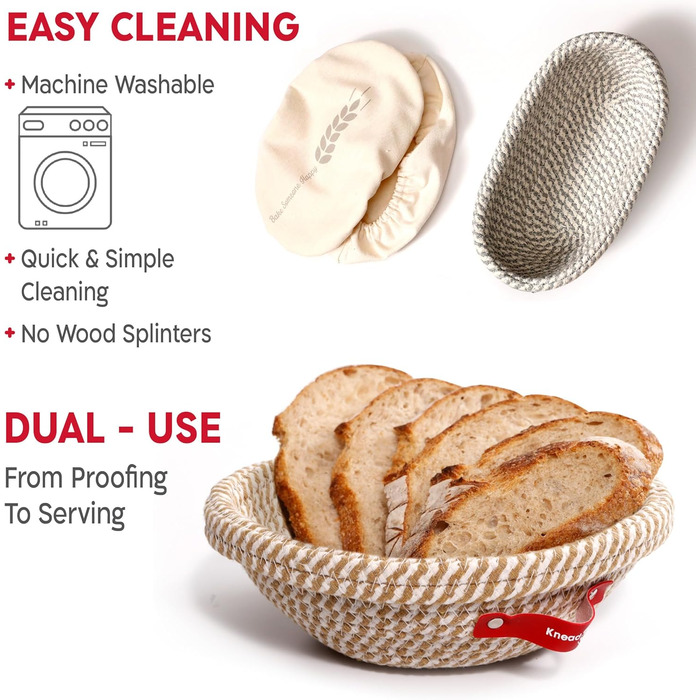 Набір для закваски KneadAce: банку для стартера 680.4 г, 2 корзини Banneton, лезо для хліба з магнітом - подарунок для пекаря, повний набір для випікання закваски