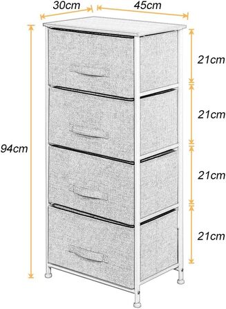 МЕБЛЕВИЙ комод з 4 тканинними ящиками для передпокою, спальні, 45x30x94см, бежевий