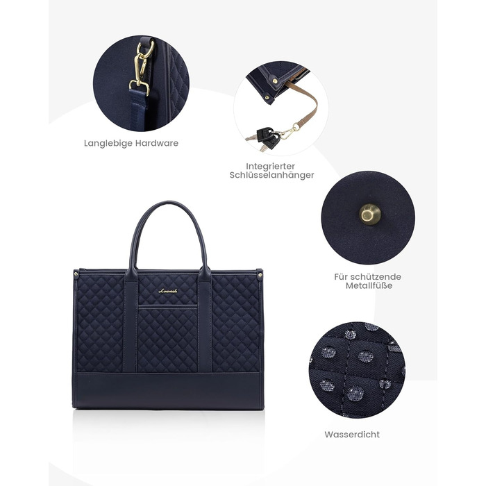 Сумка для ноутбука LOVEVOOK, 17 дюймів, водонепроникна, шкіряна, для роботи, навчання, офісу, універу, темно-синя