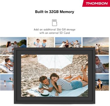 Фоторама Thomson Fotorahmen 10 дюймів: FHD IPS сенсорний екран, 32 GB, Wi-Fi, поворот, iOS/Android (Чорний)